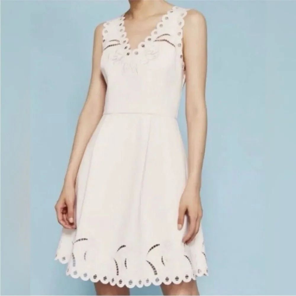 Ted Baker White Scalloped Mini Dress, XL